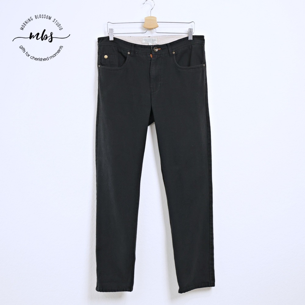Roark Revival Cotton High Waist Pants Black Men 33